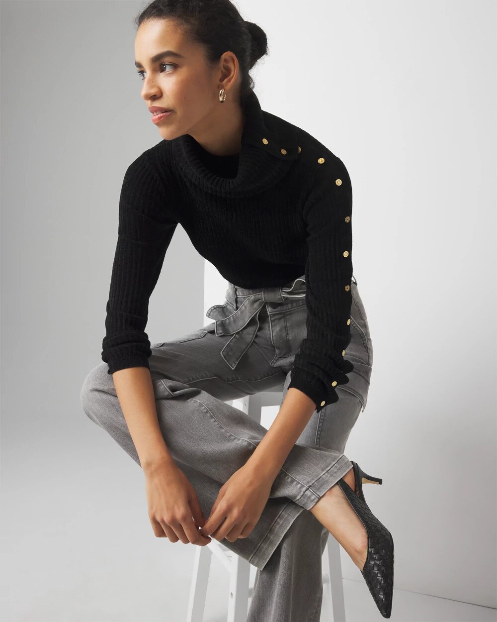 Chenille Button Sleeve Pullover