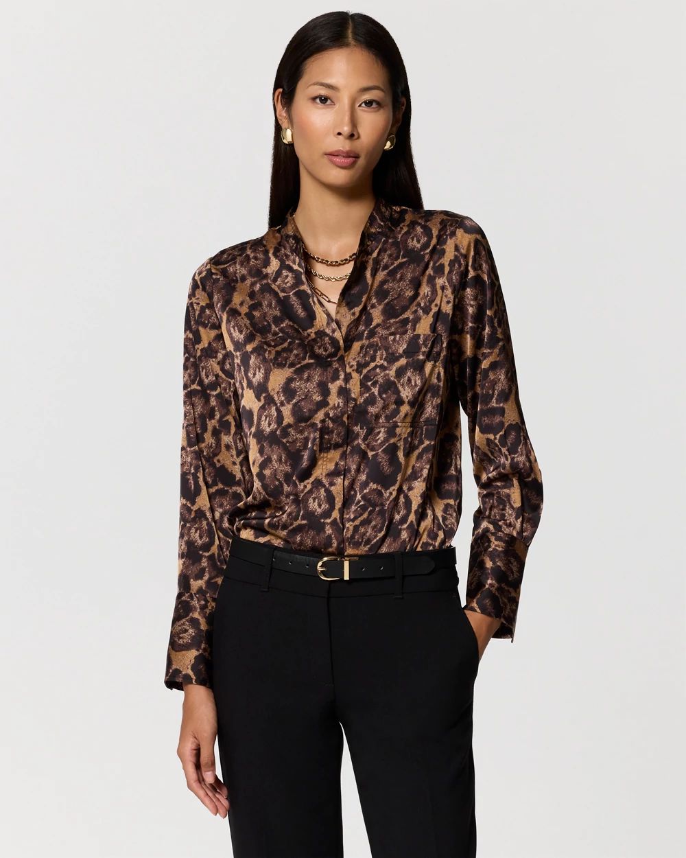 Pocket Detail Satin Shirt