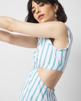 Petite Striped Cotton Midi Dress click to view larger image.