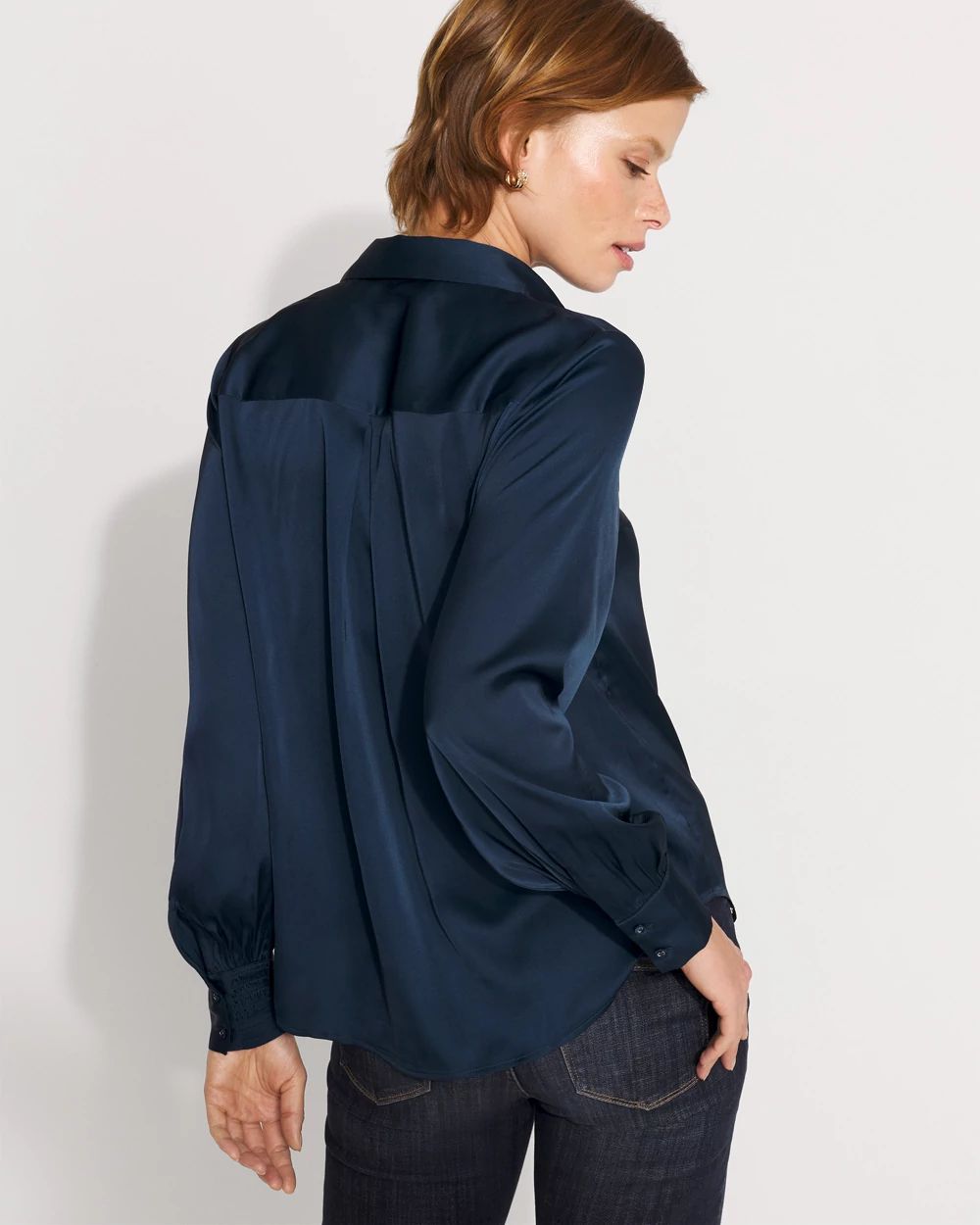 Pintuck Satin Shirt