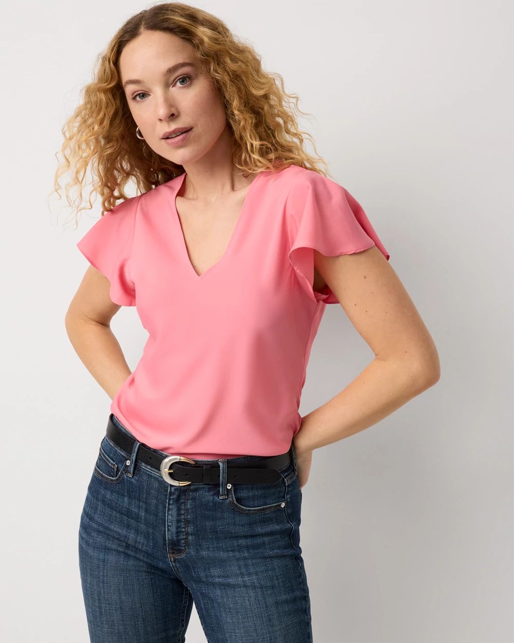 Flutter Sleeve Crepe Shell