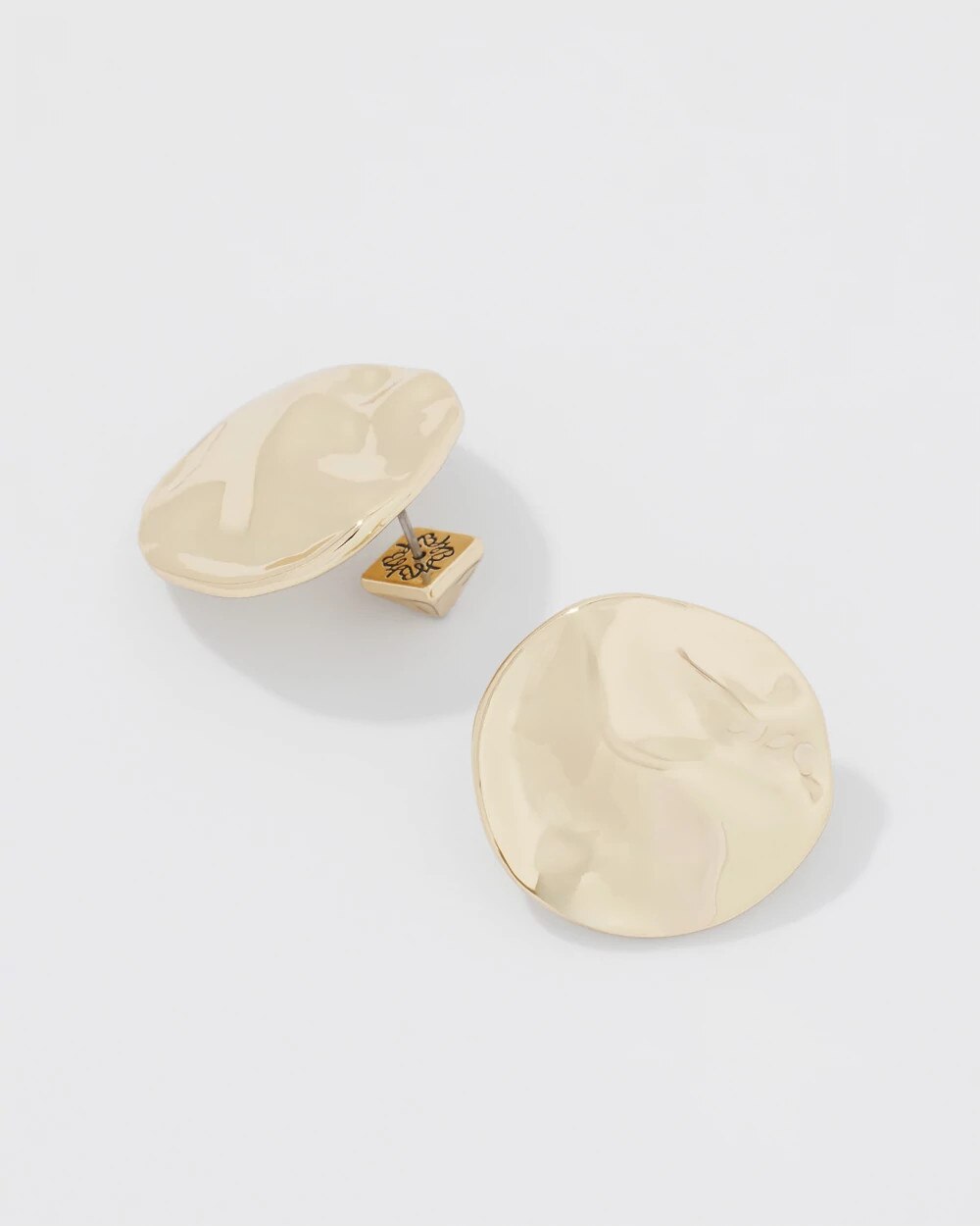 Gold Hammered Disc Stud Earrings - image 3