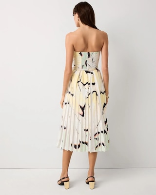 Pleated Strapless Midi Dress click to view larger image.