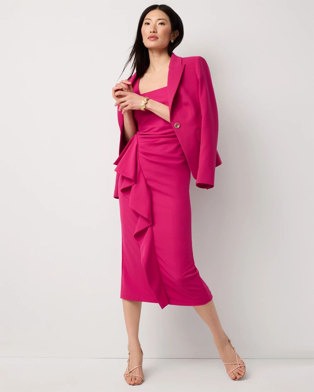 Petite Square Neck Midi Dress