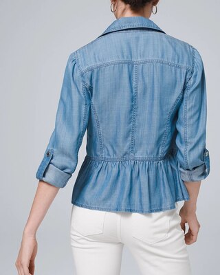 Petite Denim Zip-Front Peplum Jacket