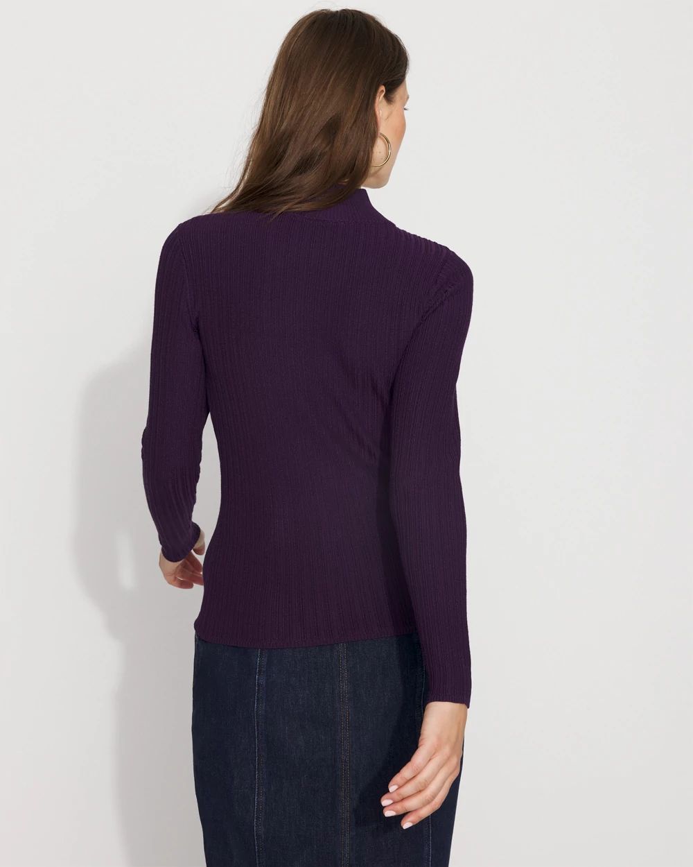 Essential Mock Neck Rib Sweater click to view larger image.