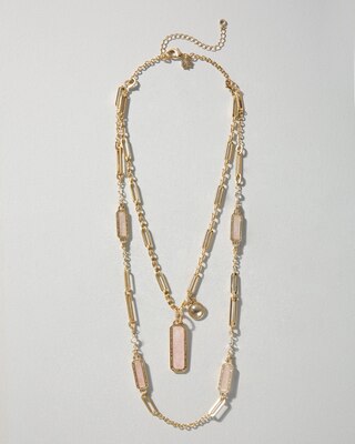 Convertible Goldtone Rose Quartz Necklace