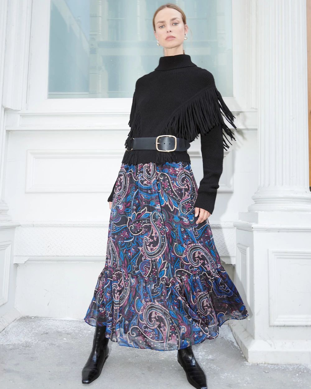 Paisley Chiffon Maxi Skirt click to view larger image.
