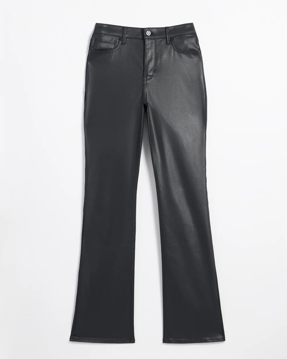 Petite High Rise Coated Bootcut Jeans click to view larger image.