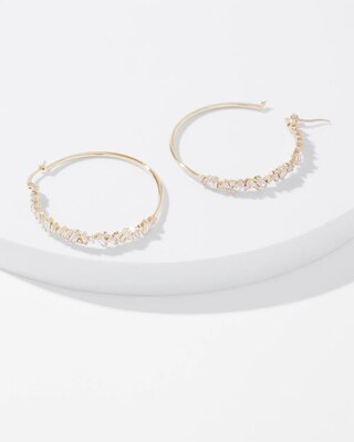 Gold Crystal Baguette Hoop Earrings