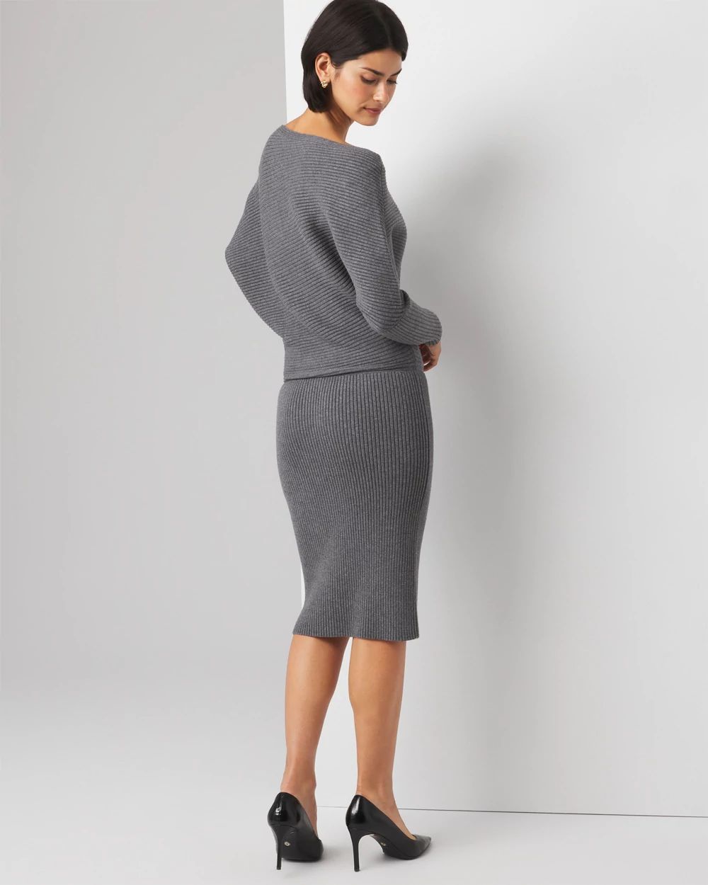 Petite Off-Shoulder Rib Sweater Dress