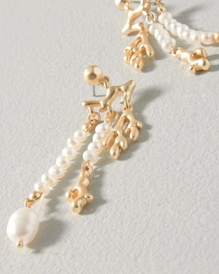 Pearl, Coral & Goldtone Earrings
