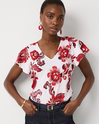 Flutter Sleeve Crepe Shell