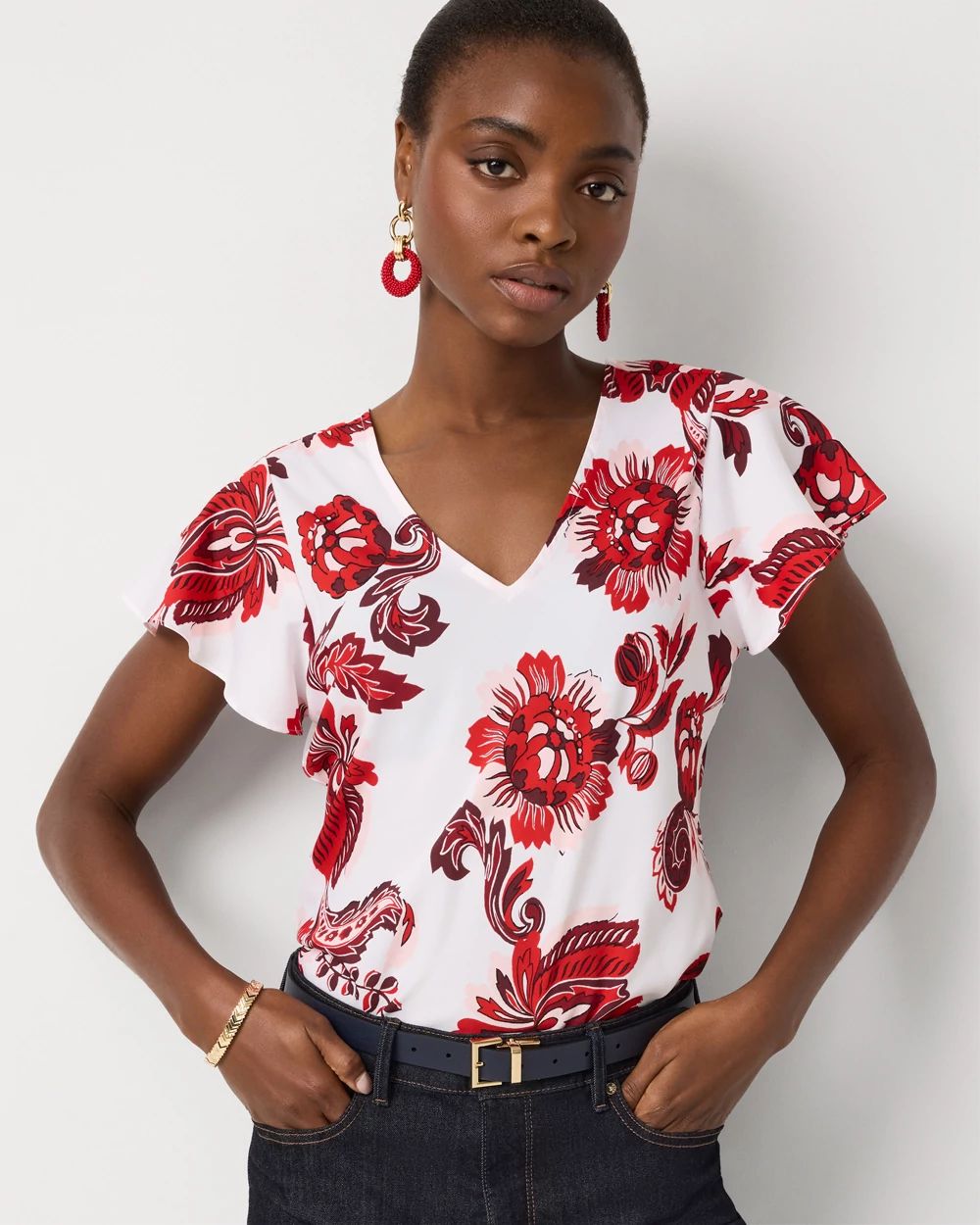 Flutter Sleeve Crepe Shell
