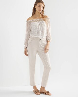 High-Rise Grommet Slim Crop Jeans