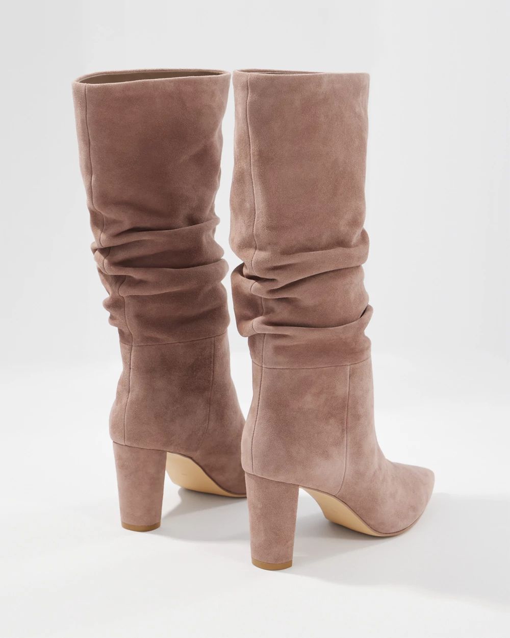 Suede Slouchy Mid-Heel Boot