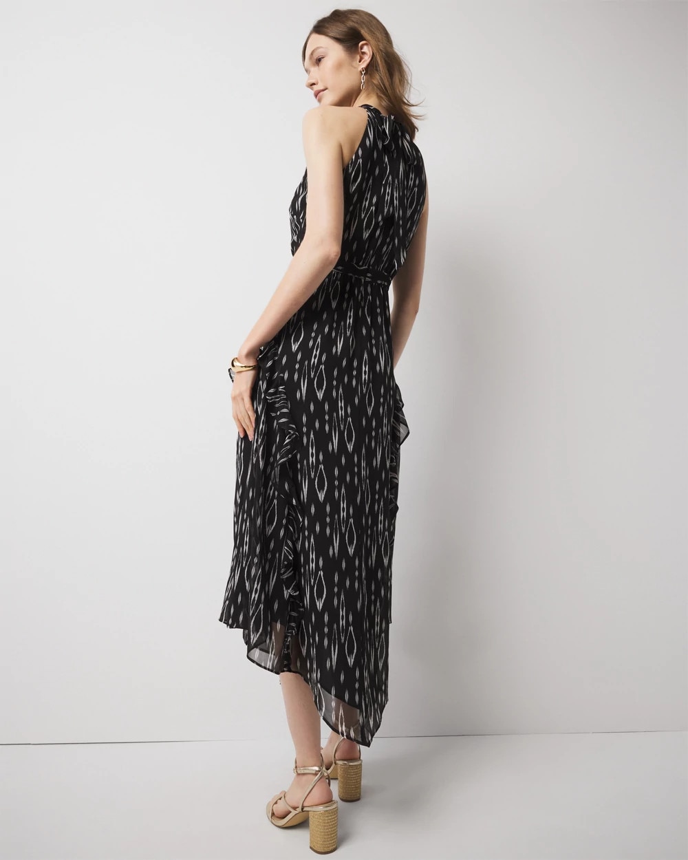 Ruffle Halter Midi Dress