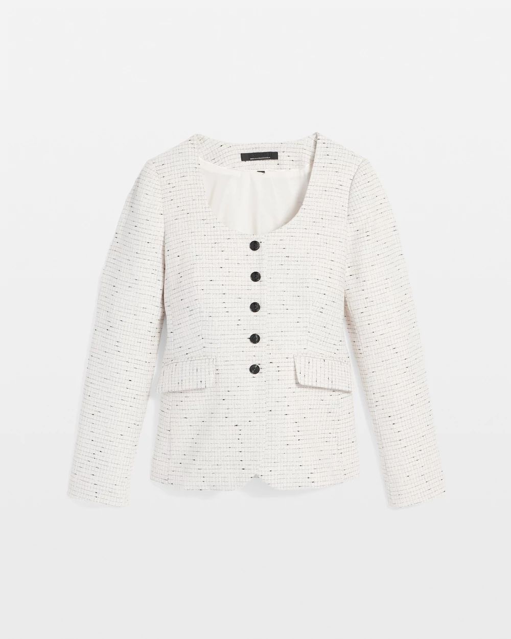 Scoop Neck Tweed Blazer