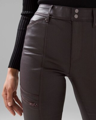 Curvy High-Rise Coated Skinny Cargo Jeans