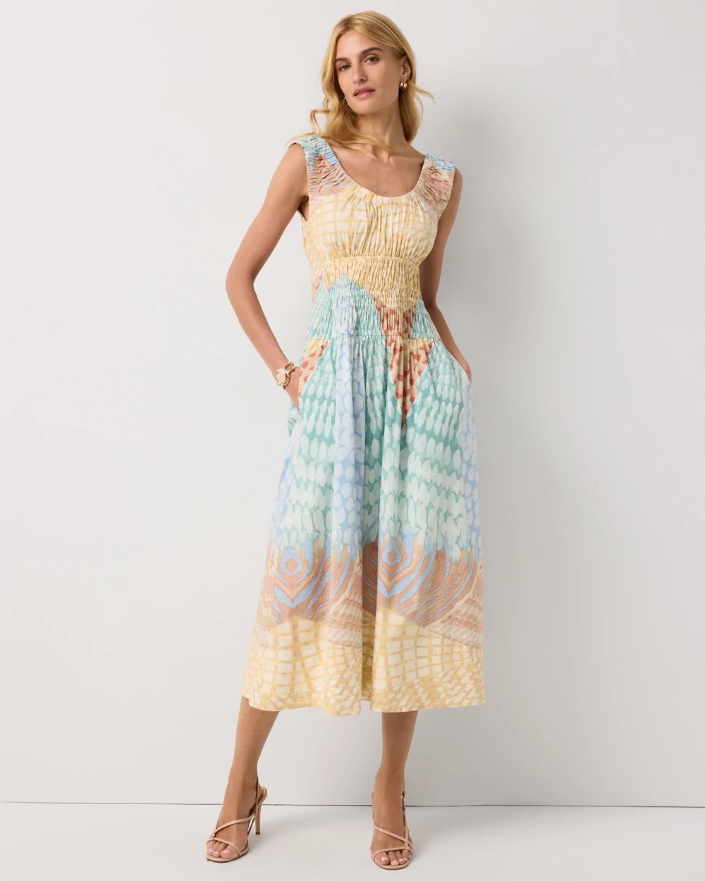 Petite Ruched Tank Midi Dress