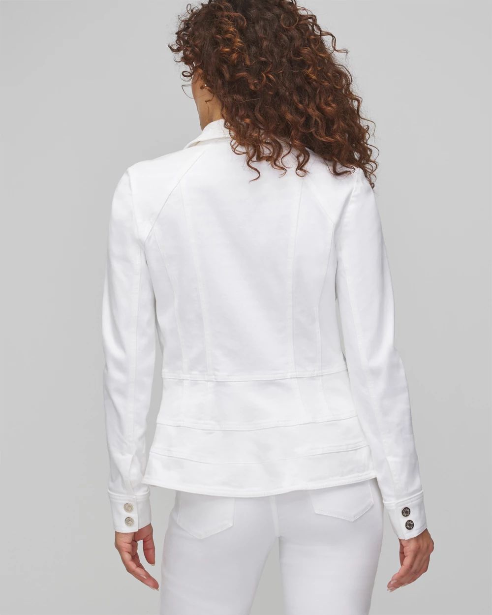Petite Seamed White Denim Jacket click to view larger image.