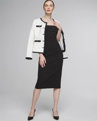 Sleeveless Crystal Trim Sheath Dress