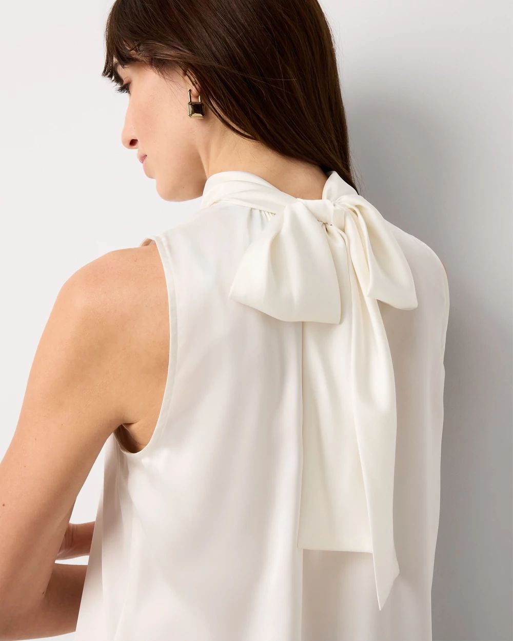 Bow Back Satin Halter Blouse click to view larger image.