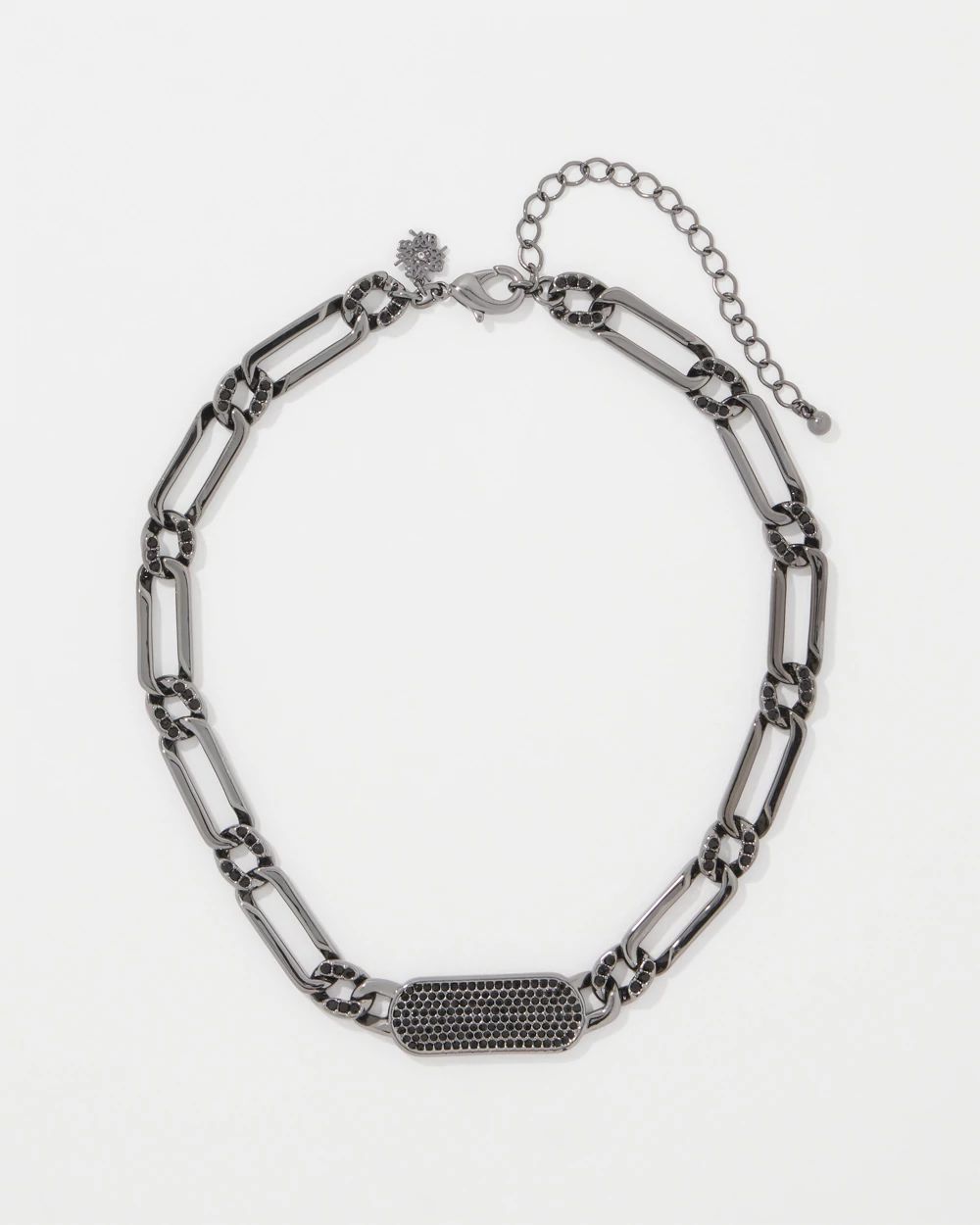 Hematite + Pavé Bar Necklace