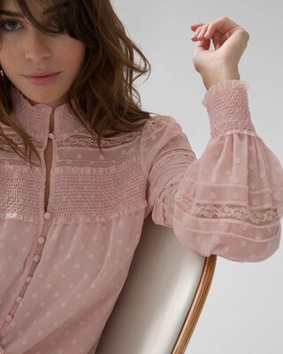 White Mixed Lace Blouse