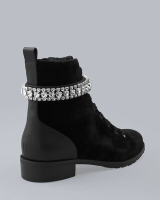 Crystal-Embellished Velvet Boots