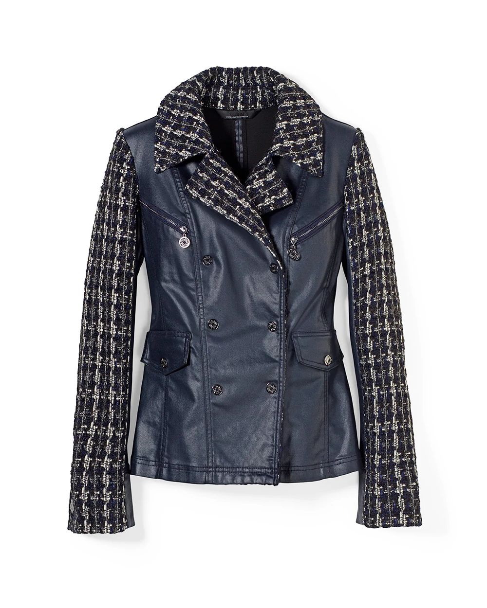 Coated Denim Tweed Motorcycle Jacket