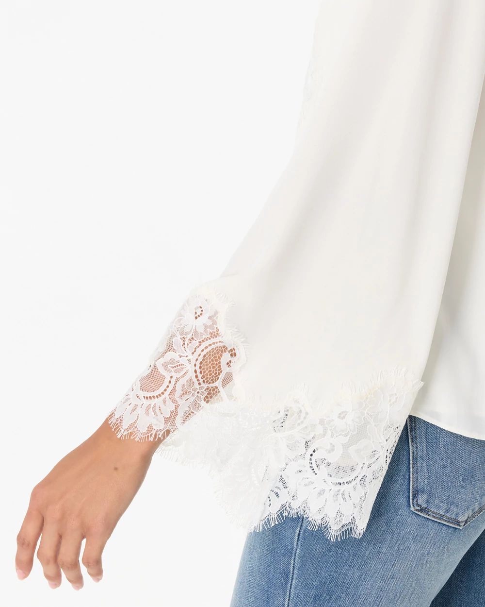 Lace Detail Crepe Shirt click to view larger image.