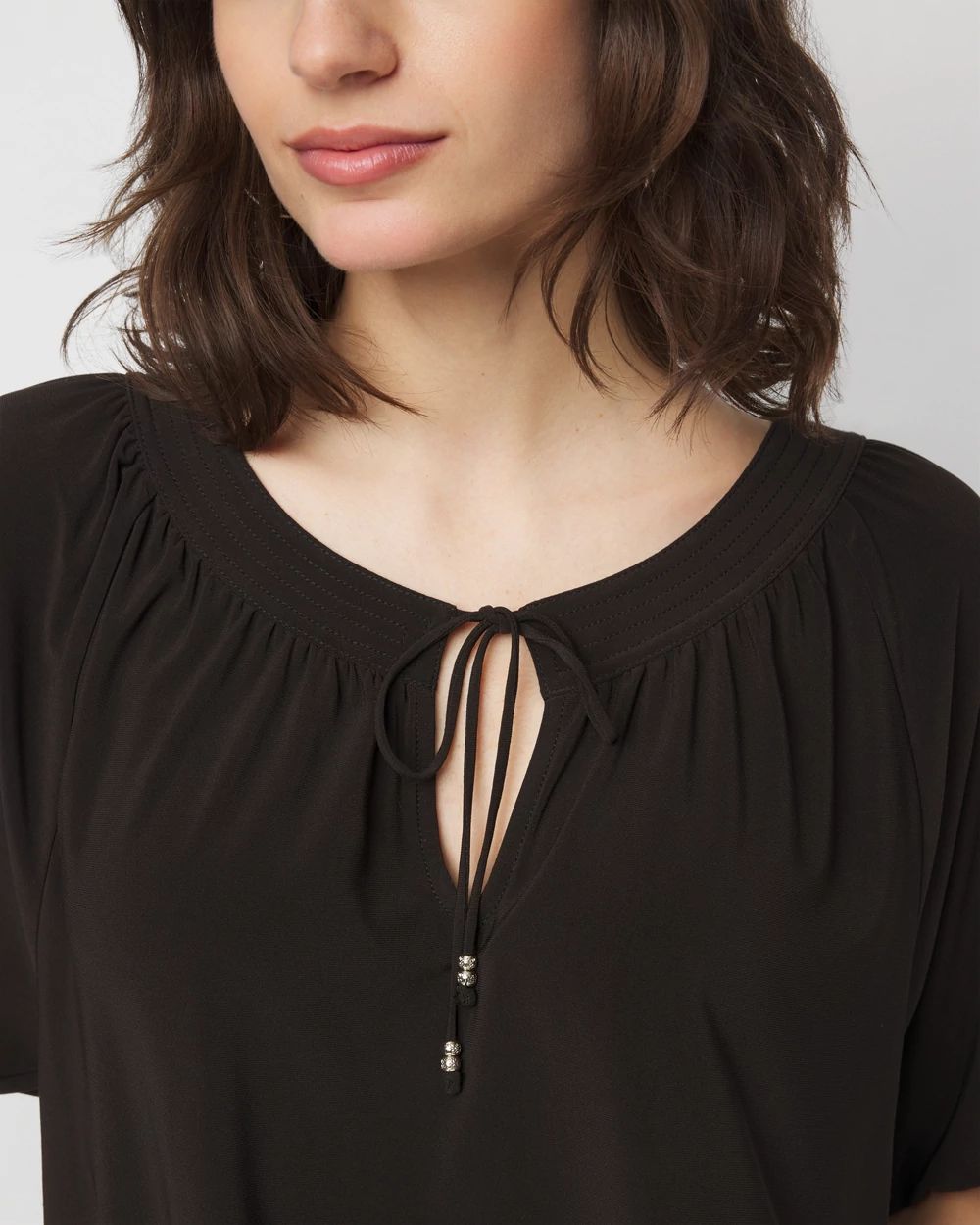 Matte Jersey 3/4 Sleeve Notch Neck Top