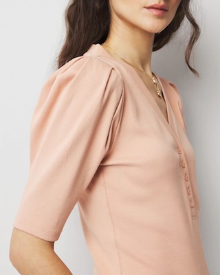 WHBM FORME™ Ribbed Stretch Henley Top click to view larger image.