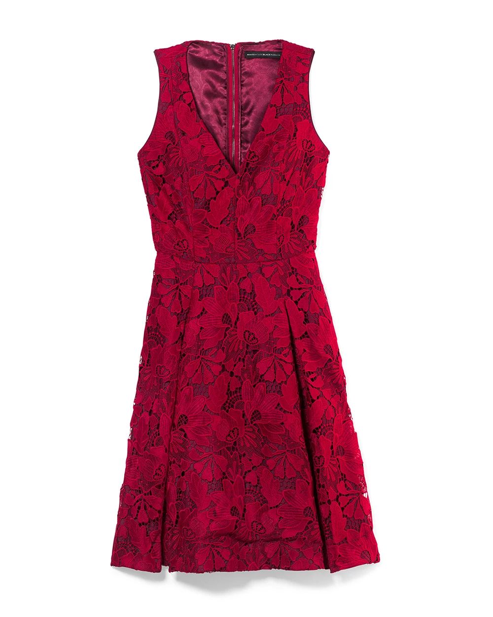 Red and black fit and flare dress on sale