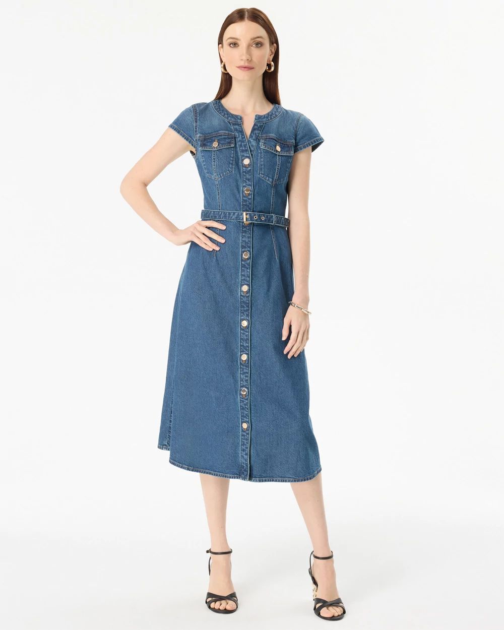 Petite Denim Midi Dress