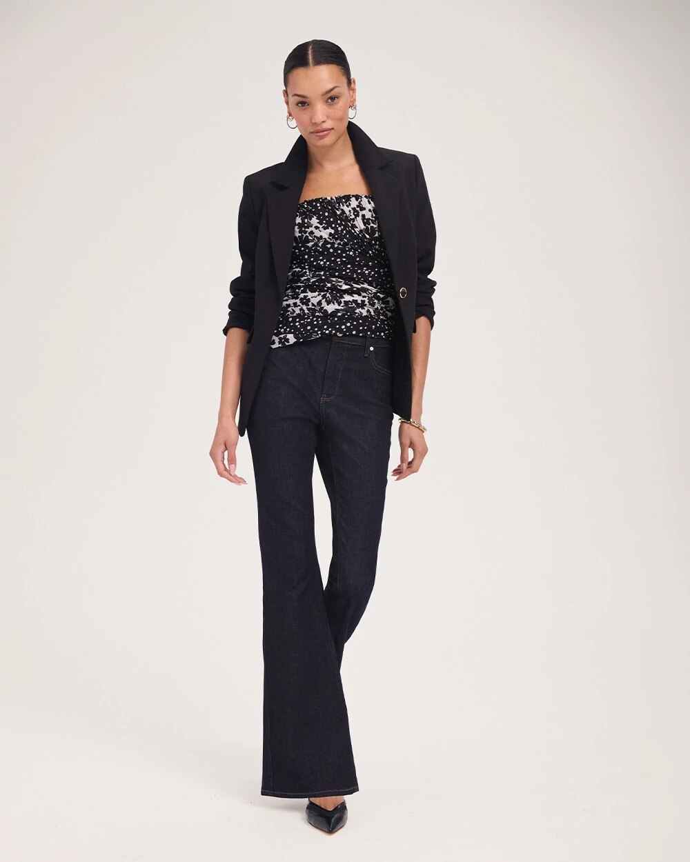 Luxe Stretch Ruched Sleeve Blazer