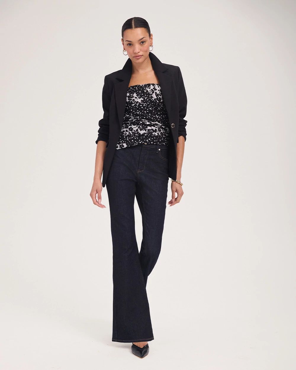 Luxe Stretch Ruched Sleeve Blazer