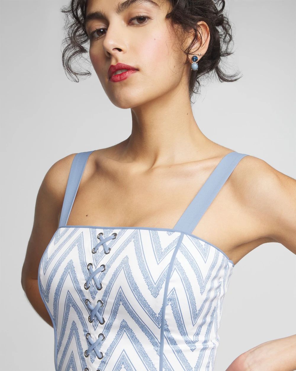 Petite Sleeveless Corset Front Fit & Flare Midi Dress