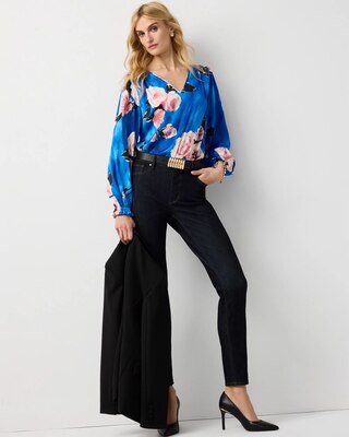 Ruffle Cuff Satin Blouse click to view larger image.