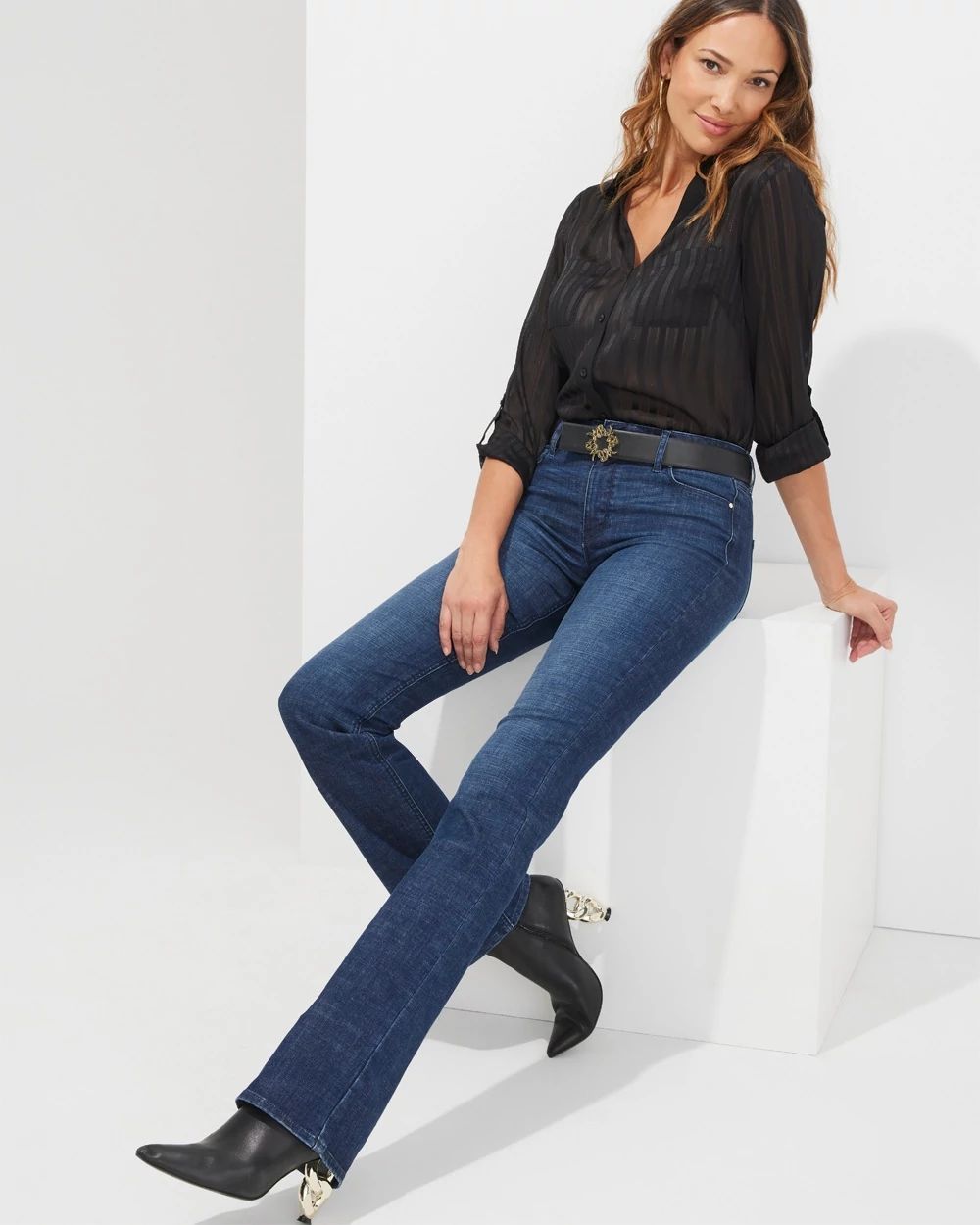 Outlet WHBM Mid Rise Slim Bootcut Jeans click to view larger image.