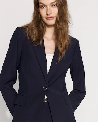 Belted One-Button Blazer in Comfort Stretch click to view larger image.