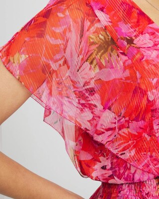 Short Sleeve Flutter Sleeve V-Neck Blouse
