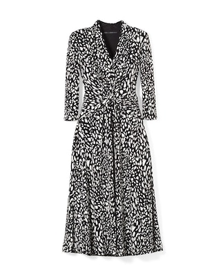 3/4 Sleeve Matte Jersey Twist Front Dress