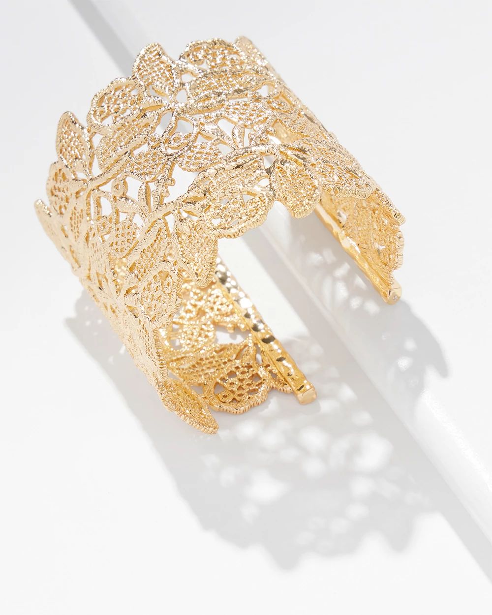 Gold Metal Lace Cuff Bracelet