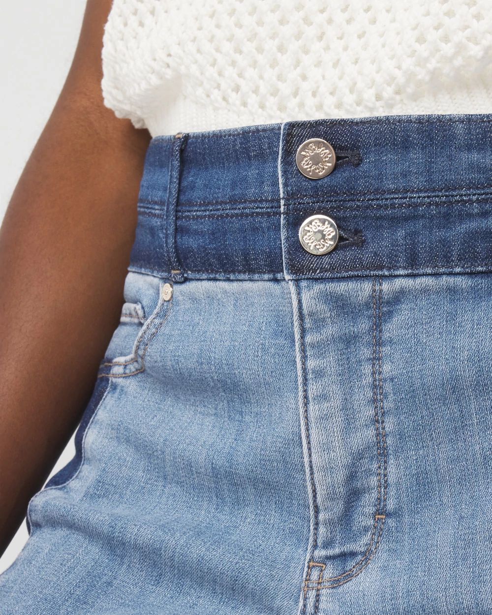 Petite High-Rise Colorblocked Wide-Leg Jean