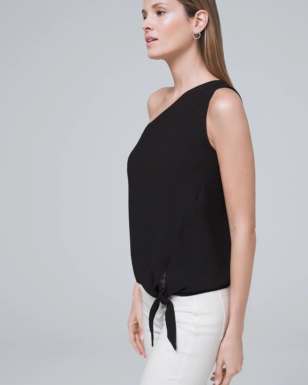 One-Shoulder Blouse with Tie Belt click to view larger image.