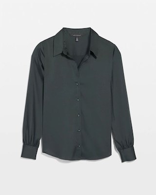 Long Sleeve Cuff Satin Shirt