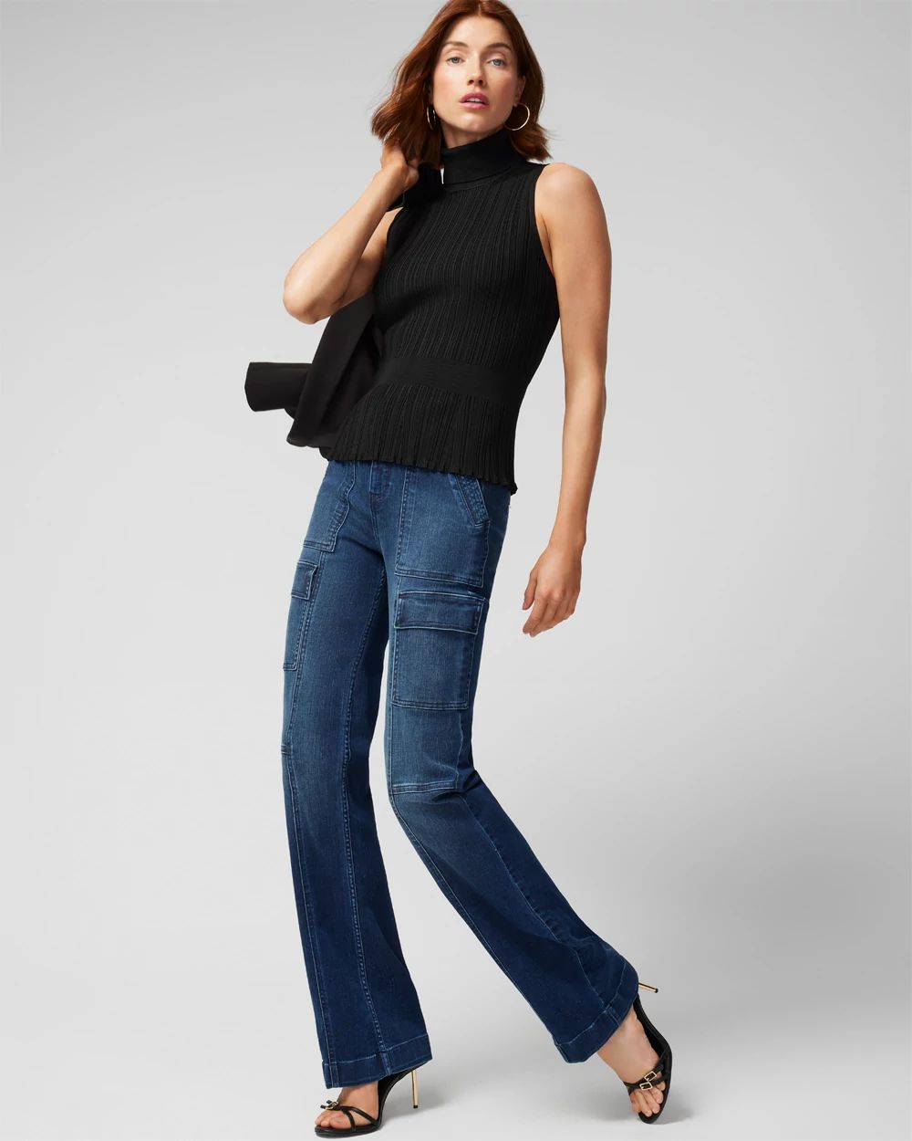 Varigated Rib Sleeveless Peplum Sweater