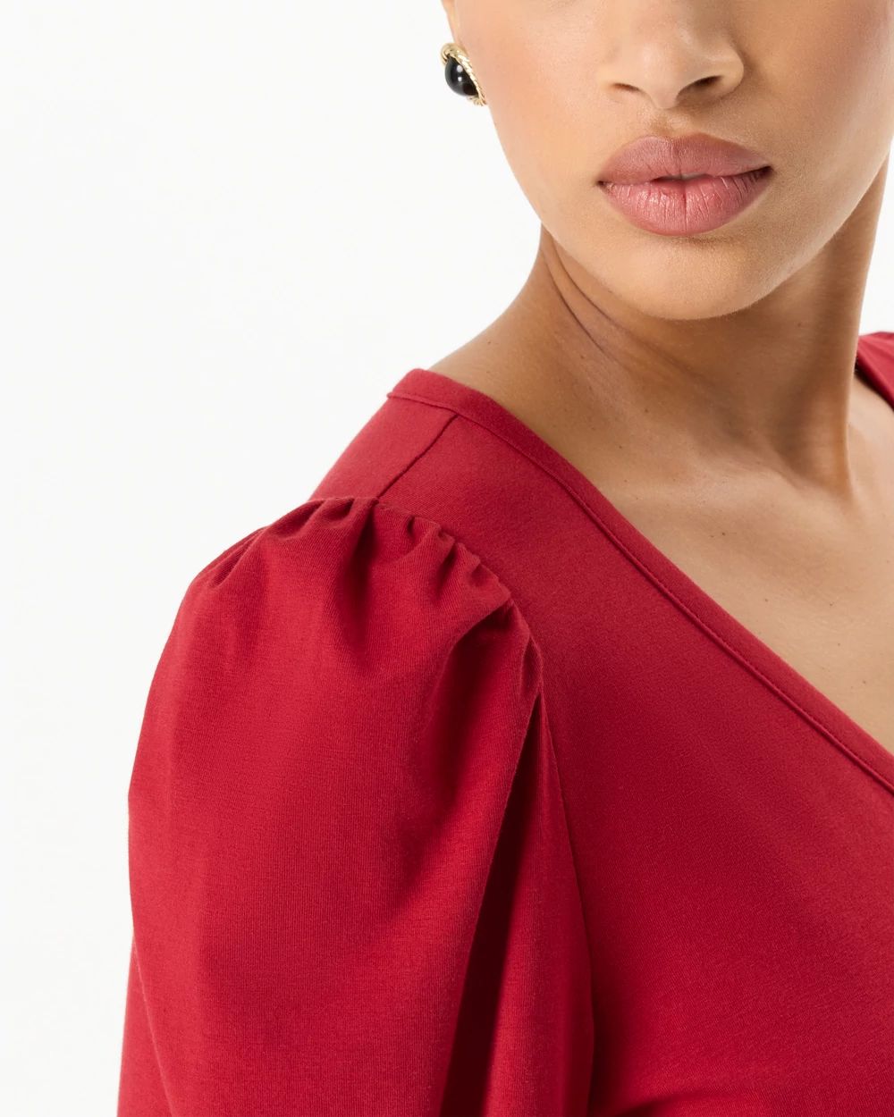Blouson Sleeve V-neck Top click to view larger image.
